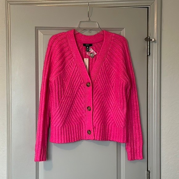 New Aqua neon pink fuzzy sweater - Picture 2 of 13